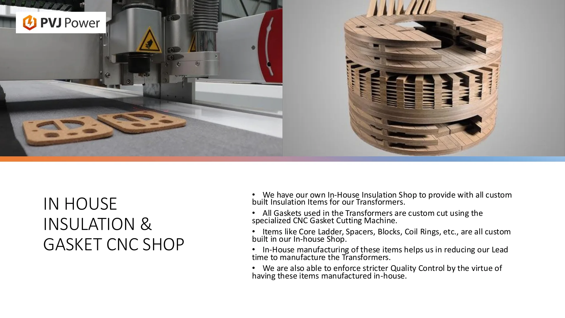 Insulation and gasket CNC shop for Transformer components at PVJ Power