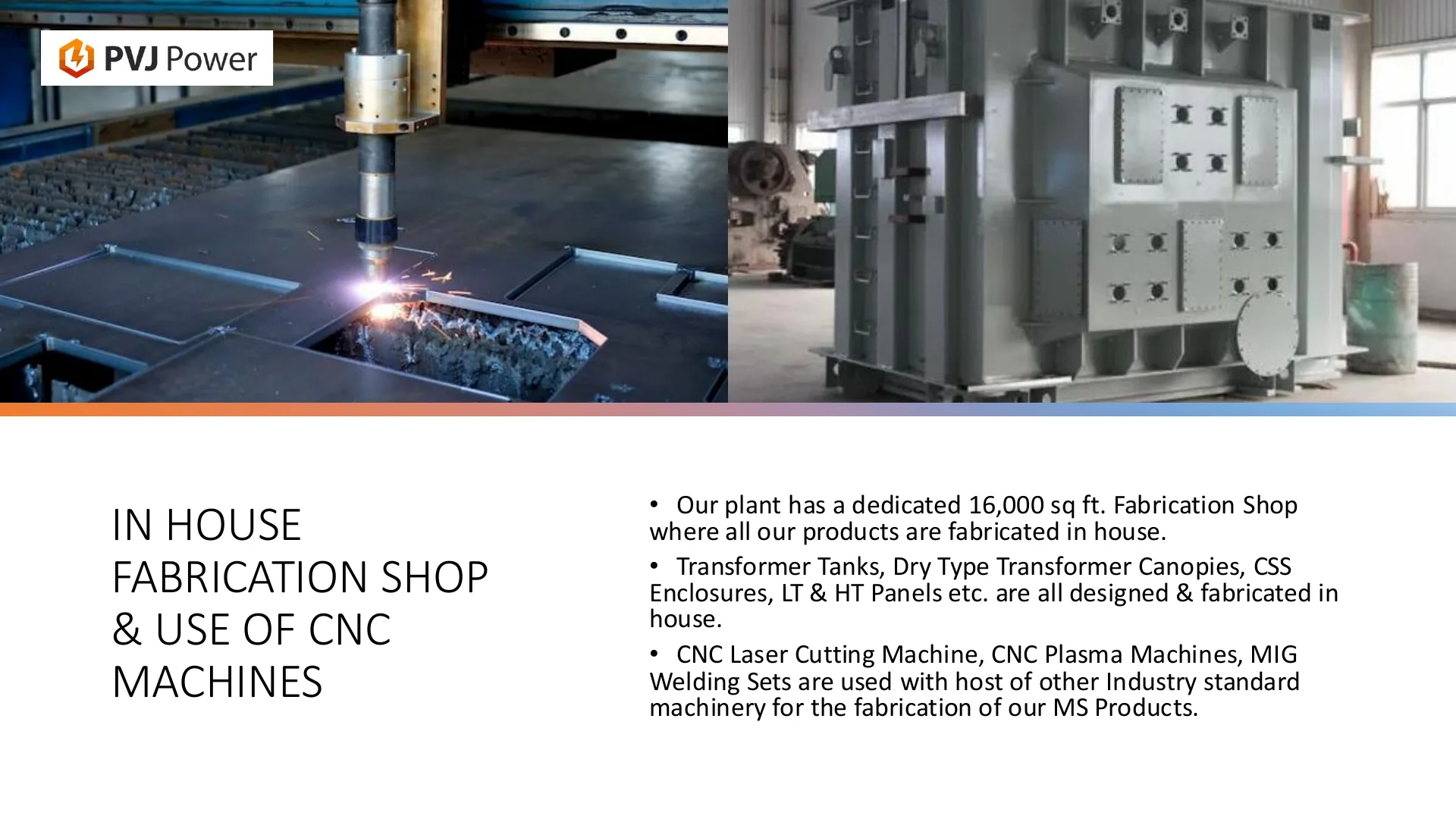 CNC laser cutting for Compact Substation and LT Panel Manufacturing at PVJ Power